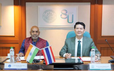 พิธีลงนามบันทึกข้อตกลงความร่วมมือทางวิชาการ (MoU) ระหว่างมหาวิทยาลัยศิลปากร กับมหาวิทยาลัย Tezpur (Tezpur University) ประเทศอินเดีย