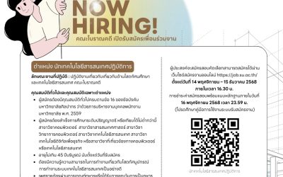 ประกาศคณะโบราณคดี มหาวิทยาลัยศิลปากร เรื่อง ขยายเวลารับสมัครสอบคัดเลือกบุคคลเพื่อบรรจุเป็นพนักงานมหาวิทยาลัย ตำแหน่ง นักเทคโนโลยีสารสนเทศปฏิบัติการ
